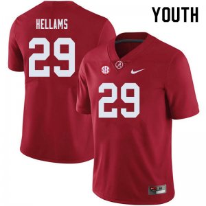 NCAA Youth Alabama Crimson Tide #29 DeMarcco Hellams Stitched College 2019 Nike Authentic Crimson Football Jersey CZ17J87SS